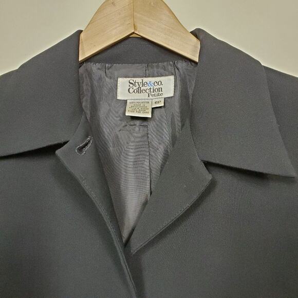 Style & Co Collection Long Blazer Womens Size 6P Black Button Front Lined Jacket - Picture 4 of 9